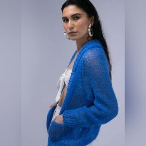 GOGO Mohair Cardigan sweater O/S in River Blue